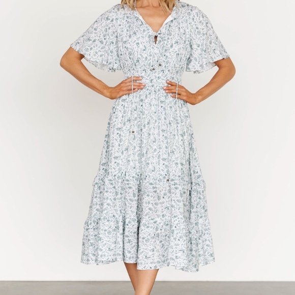 Baltic Born Spell Boho Midi Dress | White + Sage Size LL - Picture 3 of 5